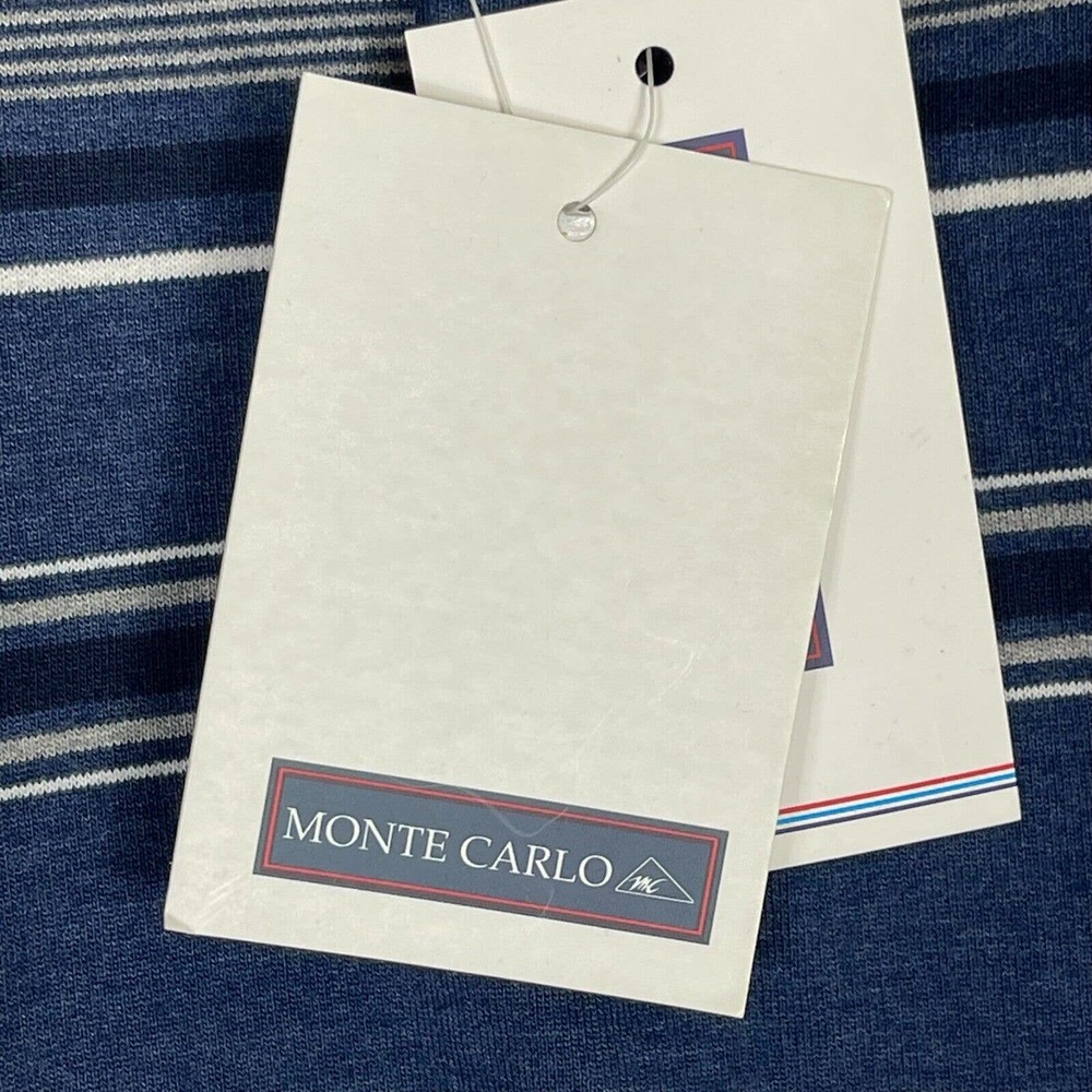 Monte Carlo Polo Club Pullover Sweater Mens M‎ Blue Striped Pocket Mock Neck NWT - Picture 6 of 13